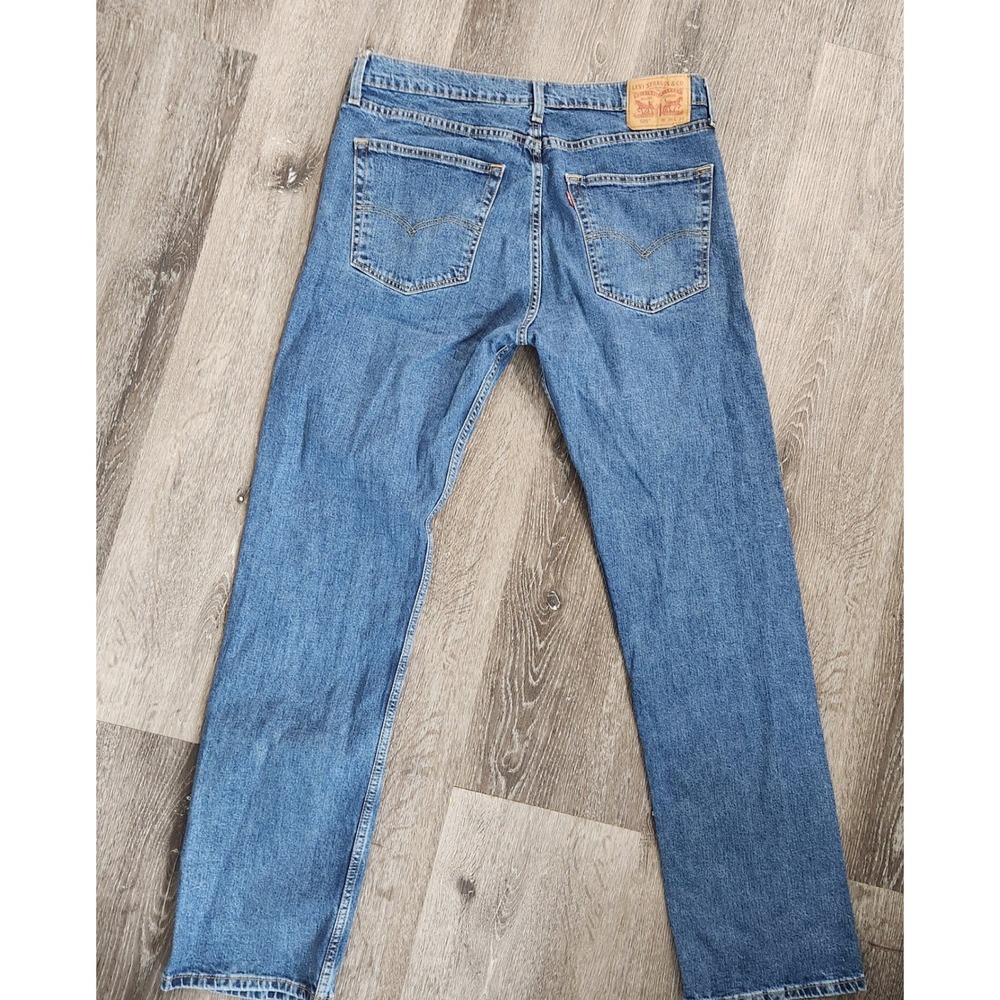 Levis 505 Regular Fit Straight Leg Jeans Mens 36x34 Blue Denim Stretch 505-1625 - Picture 6 of 8